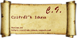 Czifrák Iduna névjegykártya